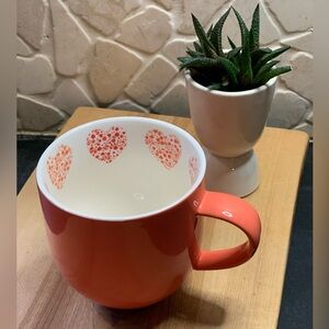 DAVIDS TEA | Orange Mug | White Interior with Hearts Comprised of Flowers